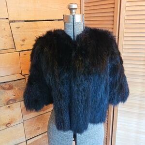 Vintage 1940s 1950s Elegant Black Fur Women's Cape